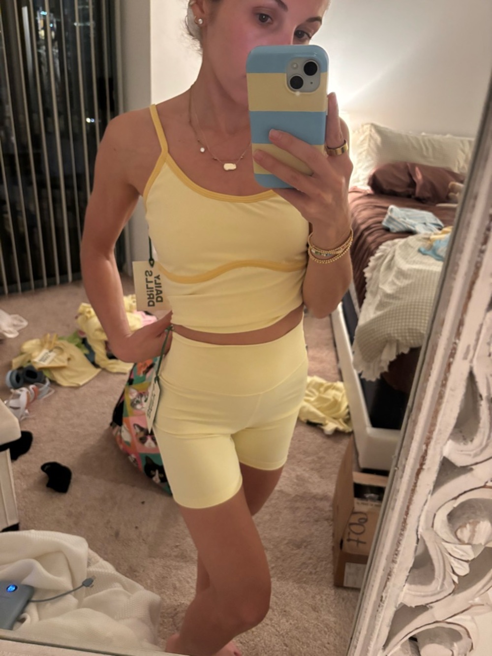 Daily Drills Go! Shortie Shorts - Butter with Tonal Patch (tank separate)